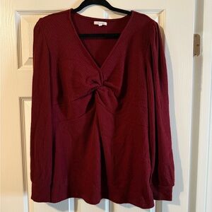 Maurices Burgundy Knotted Top
